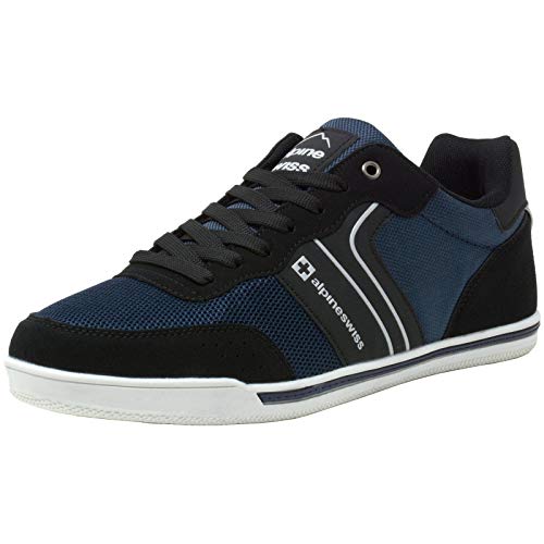 alpine swiss Liam Mens Fashion Sneakers Suede Trim Low Top Lace Up Tennis Shoes