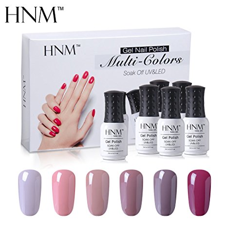 HNM Nail Gel Polish 6 Colors Set Soak Off UV LED Nail Art Gift Box Starter Kit Nude Series