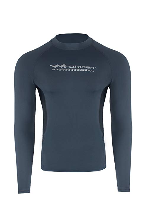 WindRider Men’s Rash Guard Swim Shirt – UPF 50  Performance Fit Long Sleeve Polyester Sun Guard – Great for the Beach, Swimming, Sailing, Paddling