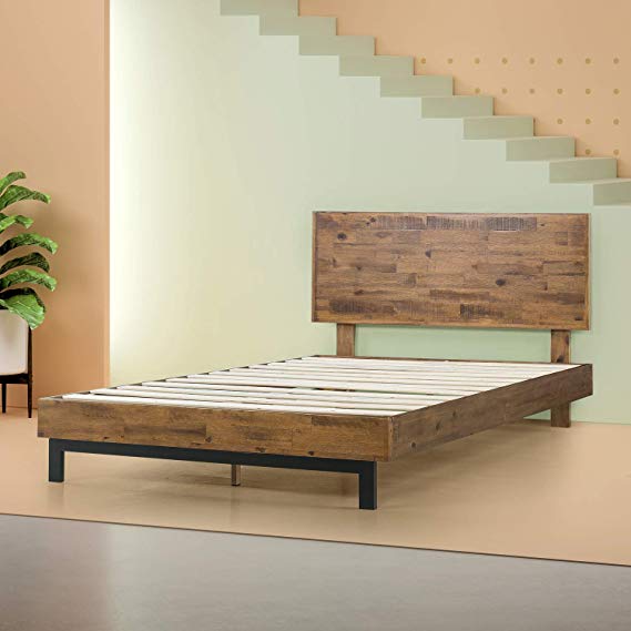 Zinus Tricia Platform Bed / Mattress Foundation / Box Spring Replacement / Brown, Queen