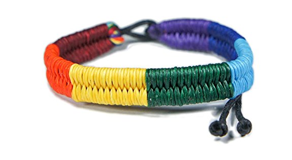 Exoticdream Friendship Rainbow Cord Bracelet Plaided Hippie Cotton Braided Gay Pride Wristband