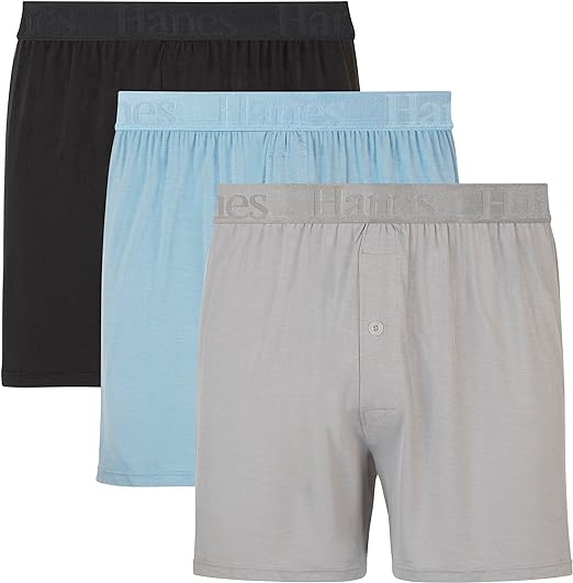 Hanes Men's Originals Supersoft Knit Boxers, Supersoft Bamboo from Viscose Underwear, 3-pack