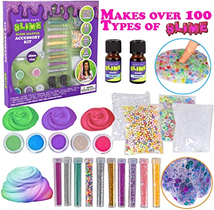 Maddie Rae's Slime Making Master Kit (22 Piece Set)-DIY Supplies Set for Girls Makes 100  Types of Slime-Create Cloud, Butter, Clear, Slime w/ Microbeads, Glitter, Clay & More, Fun Arts & Crafts Gift