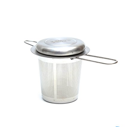 Zenzenze Tea Infuser Foldable Arm, Stainless Steel Strainer Filter, Perfect Loose Leaf Tea Single Cup, Lid Tray, FREE Recipe eBook
