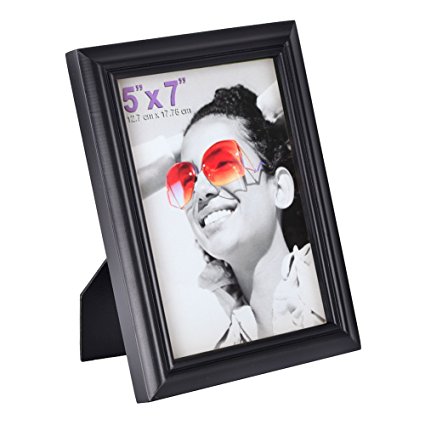 5x7 inch Picture Frame Made of Solid Wood High Definition Glass for Table Top Display and Wall mounting photo frame Black