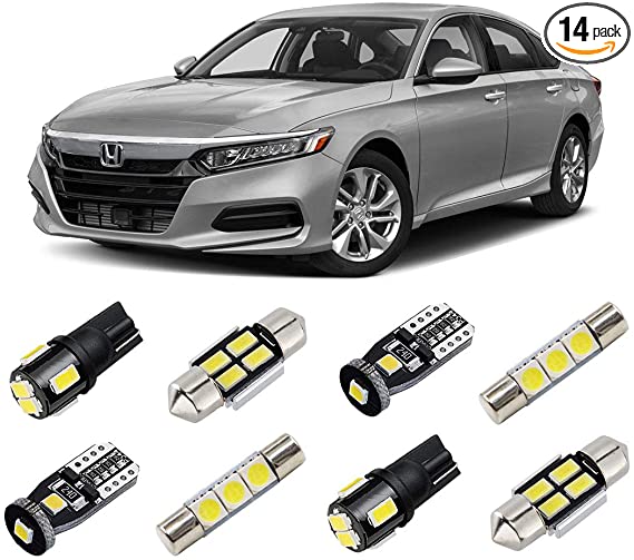 BRISHINE White Interior LED Lights Kit for 2013-2020 Honda Accord Super Bright 6000K LED Interior Light Bulbs Package   License Plate Lights and Install Tool