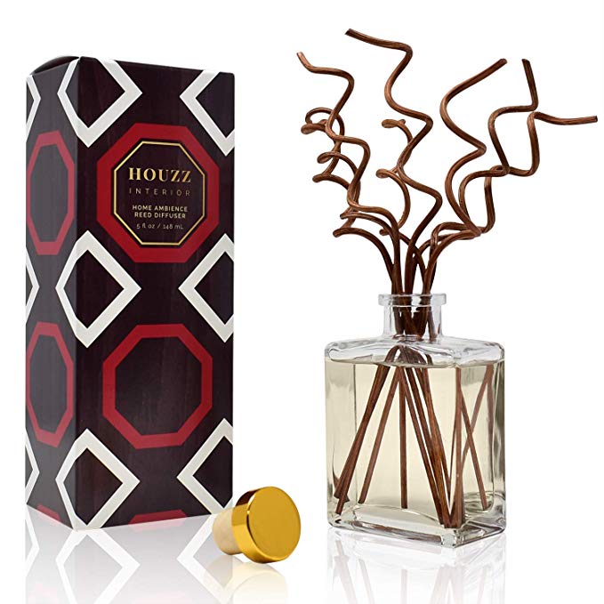 HOUZZ Interior Tobacco Vanille Home Reed Diffuser and Scent Sticks Set - Spicy and Sweet - Tobacco Leaf, Tonka Bean, Tobacco Blossom, Vanilla, Dried Fruits and Wood Notes - Amazing Scent!