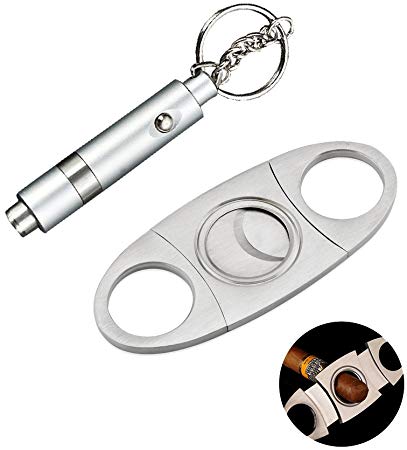 Cigar Set Stainless Steel Cigar Cutter Cigar Punch with Key Chain