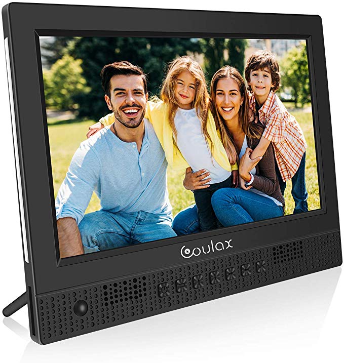 COULAX 10 inch Digital Photo Frame with HD IPS Display,Remote Control,360 Degree Rotate,Motion Sensor,Support Calendar Slideshow Mode Video Play Background Music