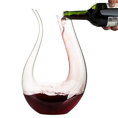 Wine Decanter,WBSEos 1.5L U Shape Classic Wine Carafe,100% Hand Blown Lead-free Crystal Glass-Wine Accessories