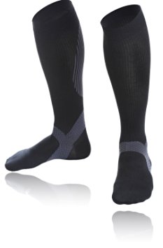 Pro Graduated Compression Socks for Men and Women with the TRIANGLE of SUPPORT; Arch ; Ankle & Calf - Enjoy Enhanced Athletic Performance & Faster Recovery After Sports. EXTRA STRONG Compression and Support