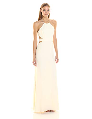 HALSTON HERITAGE Women's Halter Neck Crepe Gown with Cut Outs