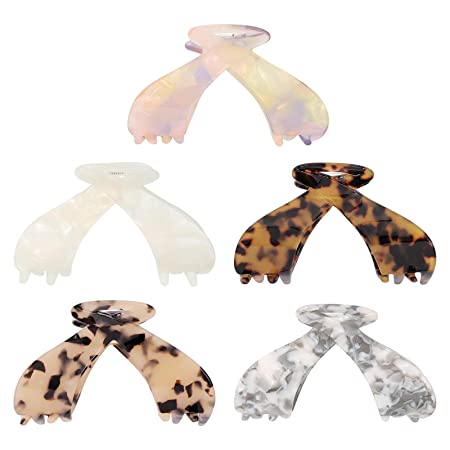 Hair Claw Clips Transparent Candy Color Chain Bow Tie Big Jaw Hair Claw Clamp Set Thick Hair Barrette Hair Accessories for Women Girls (Bowtie 5 Pcs)