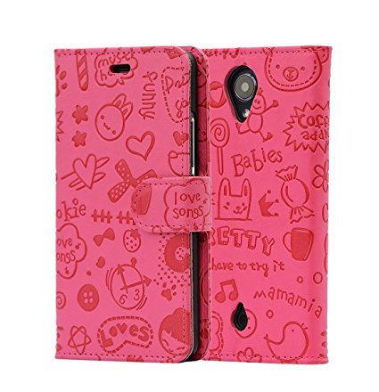 i-UniK BLU R1 HD 8/16 GB Kickstand Flip Cover with Card/ID Holder R0010UU Phone Wallet Case (Cute Pink)