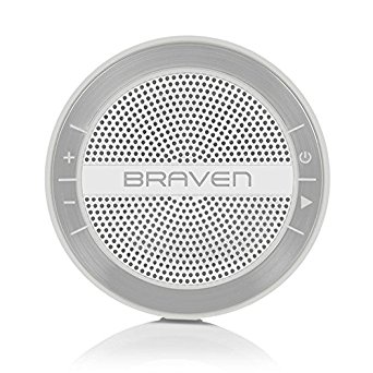 BRAVEN Mira Portable Wireless Bluetooth Speaker [10 Hour Playtime][Waterproof] Built-In 1200 mAh Power Bank Charger - White