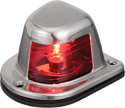 Attwood 66319R7 Red Incandescent Sidelight — Deck Mount, 1-Mile and 112.5-Degree Light Visibility, Stainless Steel Housing