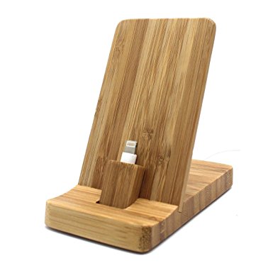 iPhone Charging Dock Stand - Rerii Bamboo Charging Stand, Charger Cradle, Dock, Station for iPhone 7 Plus / 7, iPhone SE, 6S Plus / 6S / 6 Plus / 6, 5S / 5