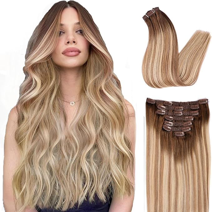 Hair Extensions Real Human Hair,Human Hair Clip In Extensions Soft&Natural Human Hair Extensions Clip Ins 120g 7pcs Real Hair Extensions Clip In Human Hair Straight&Invisible (18Inch #3822)