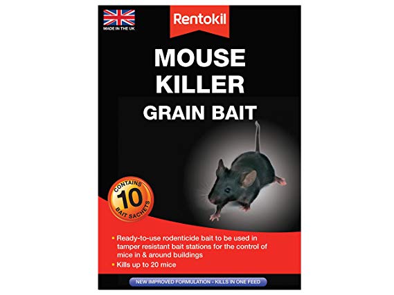 Rentokil PSM22 Mouse Killer Grain Bait, Black, 4.2 x 10.5 x 14.5 cm