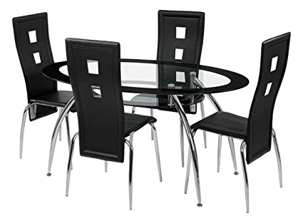 Royal Oak Roger Dining Set with 4 Chairs (Black)
