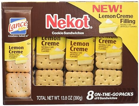 Lance Lemon Nekot Sandwich Cracker, Lemon, 8 Ounce