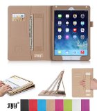 Luxurious Protection iPad Air 2 Case FYY Premium Leather Case Smart Auto WakeSleep Cover with Velcro Hand Strap Card Slots Pocket for iPad Air 2 Khaki