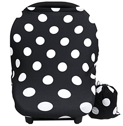 Baby Car Seat Cover canopy nursing and breastfeeding cover(black and white dot)