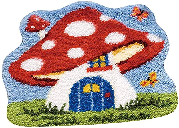 MLADEN Latch Hook Rug Kit DIY Crochet Yarn Kits Hooking Rug for Adults and Kids (Mushroom)