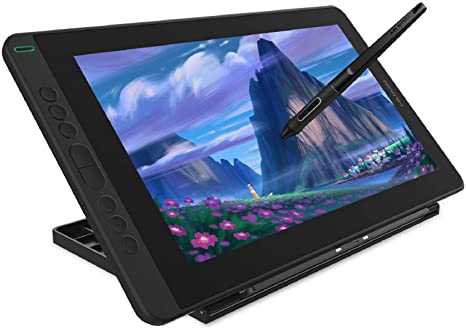 HUION 2020 Kamvas 13 Drawing Monitor 13.3 inch Pen Display & Graphic Tablet Screen Full-Laminated Tilt Function 8192 Battery-Free Stylus, Come with Glove, Adjustable Stand, 20 Pen Nibs - Black