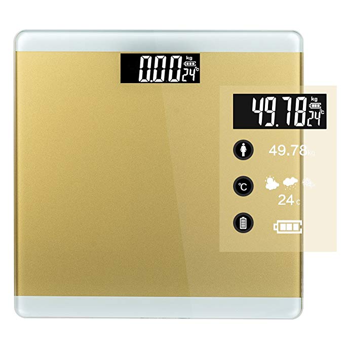 Digital Bathroom Scale,Precise Body Weight Scale,TOP-MAX 400 pounds Weight Watcher Weighing Home Scale Monitor with Step-on Technology,Large LCD Backlight Display and Low Battery Indication (Golden)