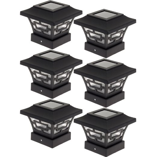 Westinghouse Hilltop 20 Lumens Solar Fence Post Cap Lights (Black, 6 Pack)