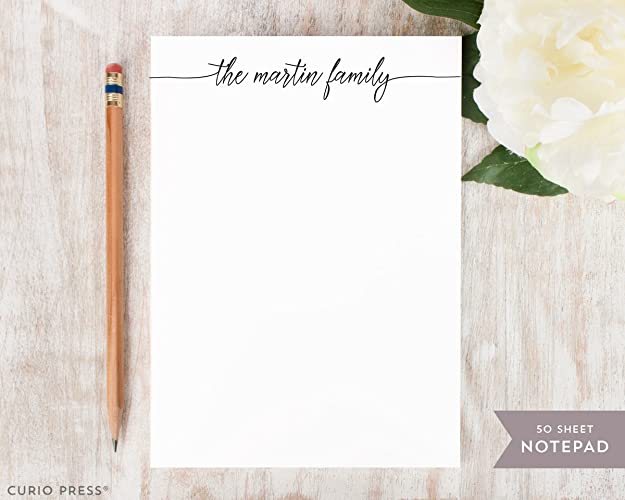 FLOWING SCRIPT NOTEPAD - Personalized Calligraphy Family Handlettered Customized Stationery/Womens Girls Stationary Note Pad
