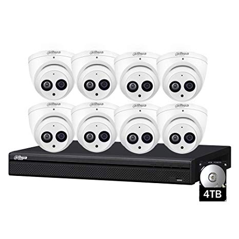 Dahua Security Cameras System,8 Channel Poe Network Video Recorder NVR with 6MP(3072x2048) Indoor Outdoor Waterproof CCTV IP Cameras IPC-HDW4631C-A 2.8mm (8 Camera System, Build-in HDD:4TB)