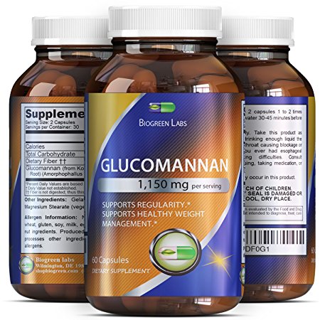 Glucomannan Pure Powder Capsules – Konjak Root Fiber Appetite Suppressant   Natural Weight Loss Supplement – Constipation Relief – Lowers Cholesterol   Regulates Blood Sugar