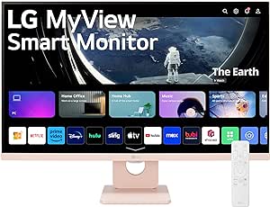 LG 27SR50F-P MyView Smart Monitor 27-Inch FHD (1920x1080) IPS Display, webOS 23, HDR 10, 5Wx2 Speakers, AirPlay 2, Screen Share, Bluetooth, ThinQ App, Remote Control, Pink