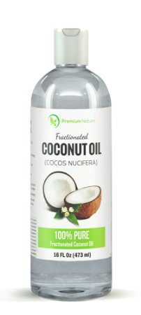 Fractionated Pure Coconut Oil- Skin Moisturizer Therapeutic Odorless 16 Oz by Premium Nature