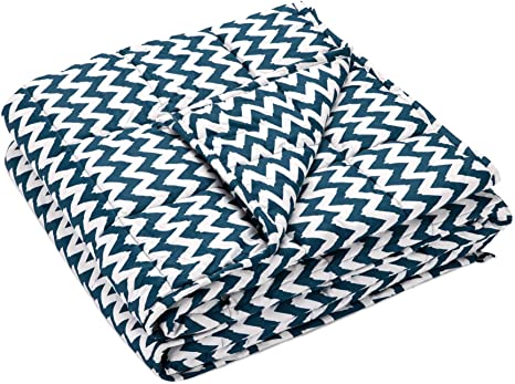 Navaris Weighted Blanket - Premium 100% Cotton Sensory Calming Heavy Blanket for Adults - Zig-Zag Print, 6.8kg (15lb)