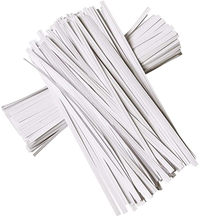 200pcs 5 inch Paper Twist Ties White for Making Facial Face Mask Plants Party Cello Candy Gift Bags Cake Pop