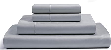 CHATEAU HOME COLLECTION 100% Egyptian Cotton 4-Piece Sheet Set 800 Thread Count 16 inch Deep Pockets (fits Upto 18" mattresses) Solid Sateen Weave Hotel Luxury Soft Comfort Bedding (King, Silver)