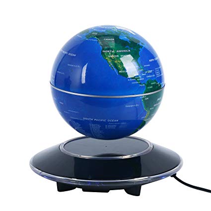 Homend 6'' Magnetic Levitation Floating Globe World Map Light Decor Anti Gravity Rotating World Map with 8 LED Blue Globe for Educational Gift Home Office Desk Decoration