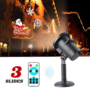 Tcamp Christmas Light Projector, LED Projector Lights 3 Switchable Patterns Indoor and Outdoor Landscape Spotlight for Children Birthday Party Holiday Wedding Home Decor (Santa Claus, Elk, Snowman)