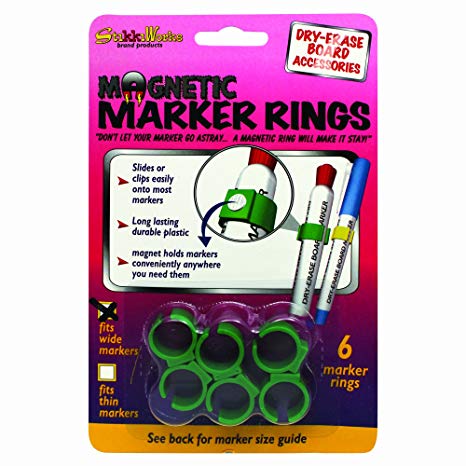 The Stikkiworks Co. STK33060 Magnetic Rings for Medium & Large Barrel Markers Whiteboard Accessory