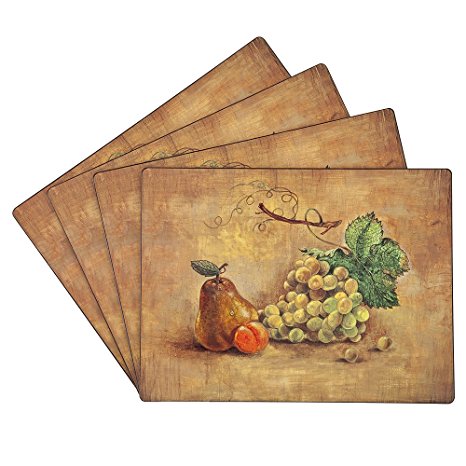 Benson Mills Cork Placemats, Pears&Grapes, Set of 4