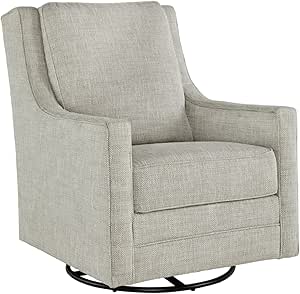 Signature Design by Ashley Kambria Casual Upholstered Swivel Glider Accent Chair, Gray