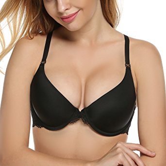 Ekouaer Women's Comfort Coverage Underwire Demi T-Shirt Bra 32C-42D