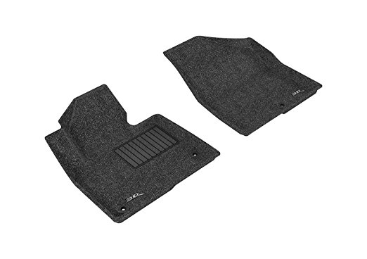 3D MAXpider Front Row Custom Fit Floor Mat for Select Hyundai Santa Fe Models - Classic Carpet (Black)