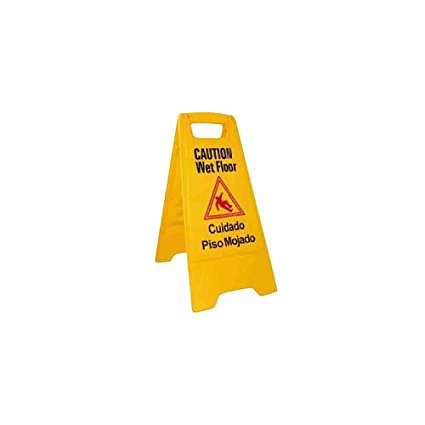 Winco WCS-25 2-Sided Wet Floor Caution Sign, Yellow