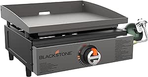 Blackstone 2142 Original 17” Tabletop Griddle with Low-Maintenance Stainless Steel Front Plate, Powder Coated Steel, Black