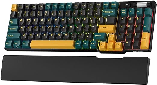 RK ROYAL KLUDGE RK96 RGB Limited Ed, 90% 96 Keys Wireless Triple Mode BT5.0/2.4G/USB-C Hot Swappable Mechanical Keyboard w/Wrist Rest, Software Support & Massive Battery, Linear Viridian Switches
