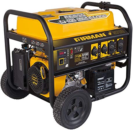 Firman P05702 7100/5700 Watt 120/240V Remote Start Gas Portable Generator, Black